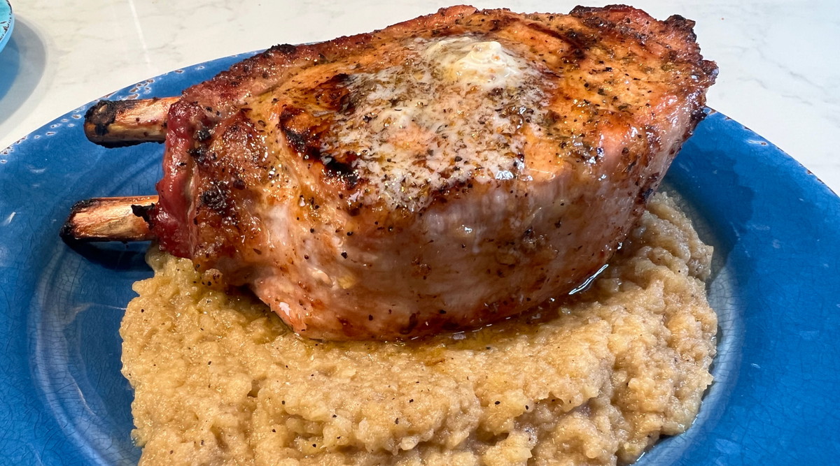 Chairman's Reserve Double Pork Chops with Jack Daniels Applesauce