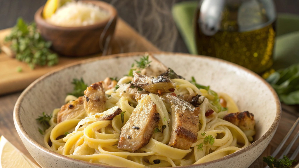 Image of Sicilian Chicken Fettuccine with Crispy Pancetta