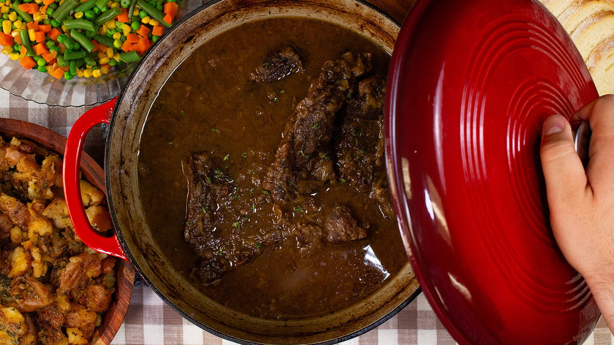 Tender Apple Cider Pot Roast and Crispy Sage Potatoes