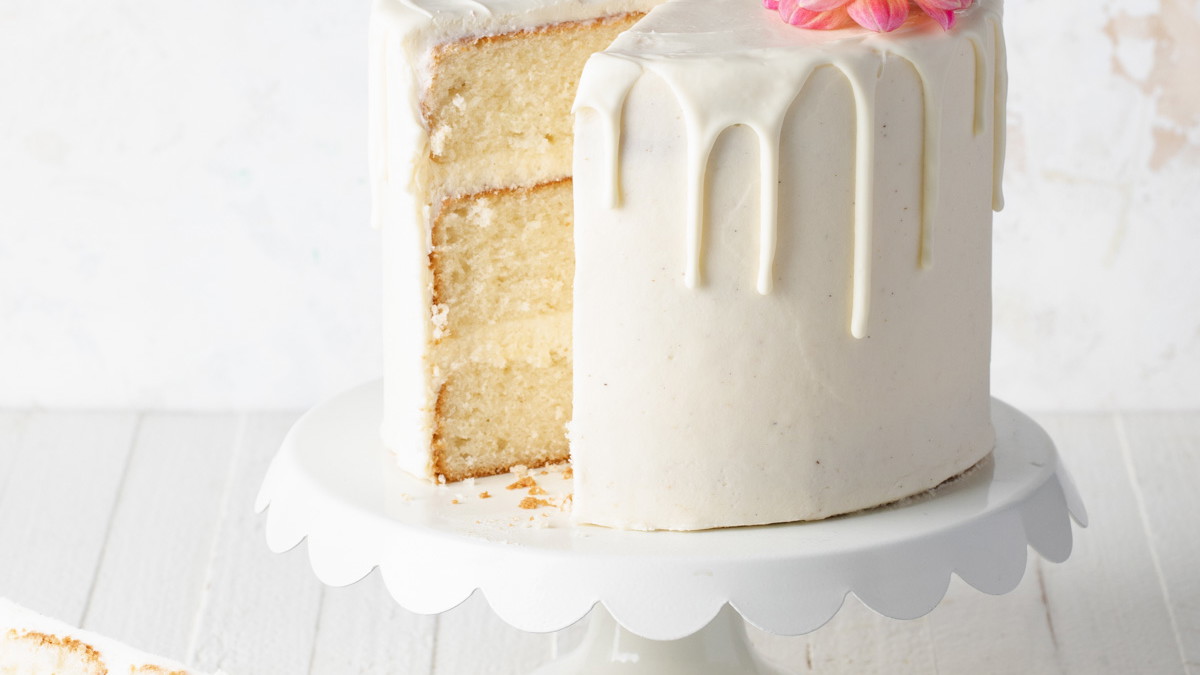 Ultra-White Velvet Layer Cake — Recipe (uses Natural White Food Color — Water-Soluble Extract)