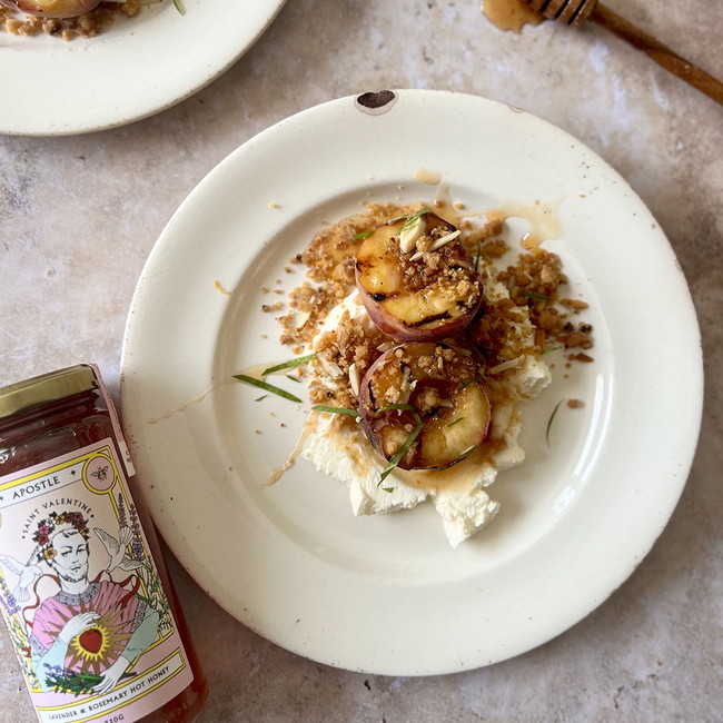 Image of Peaches, Ricotta & Spiced Saint Valentine Crumb