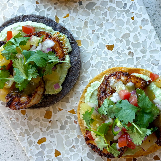 Image of Prawn & Avocado Tostadas with Saint Peter