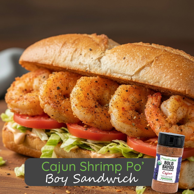 Image of Cajun Shrimp Po’ Boy Sandwich