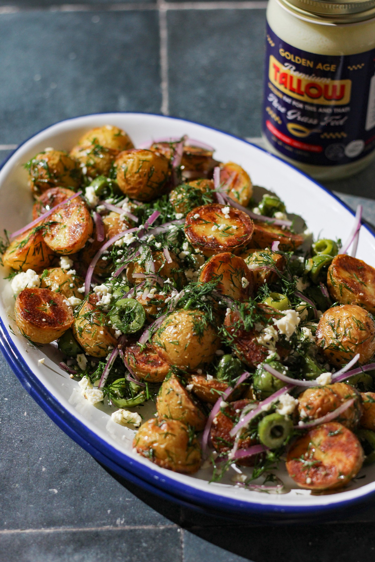 Mediterranean-Inspired Crispy Potato Salad with Beef Tallow