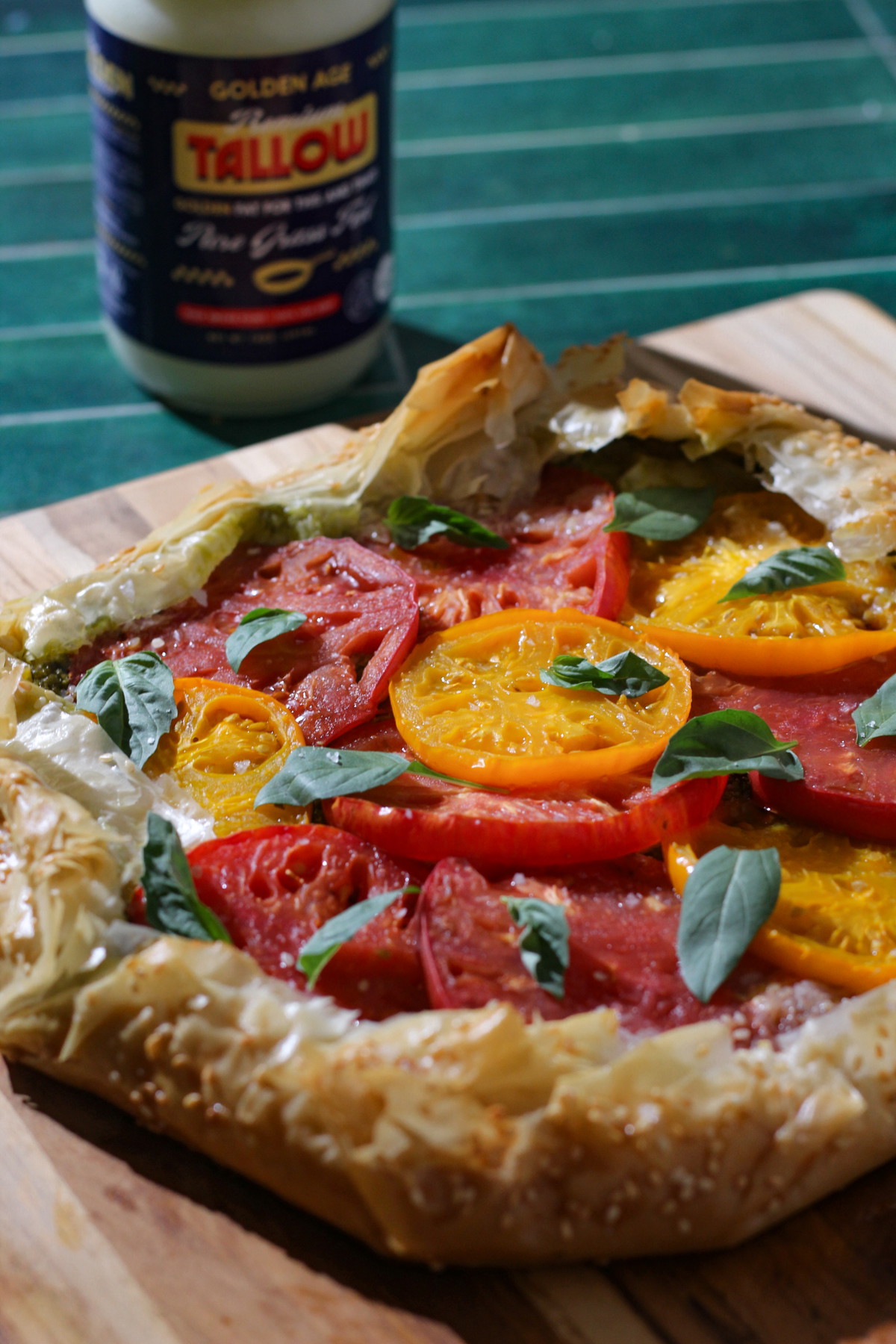 Heirloom Tomato Phyllo Galette with Beef Tallow