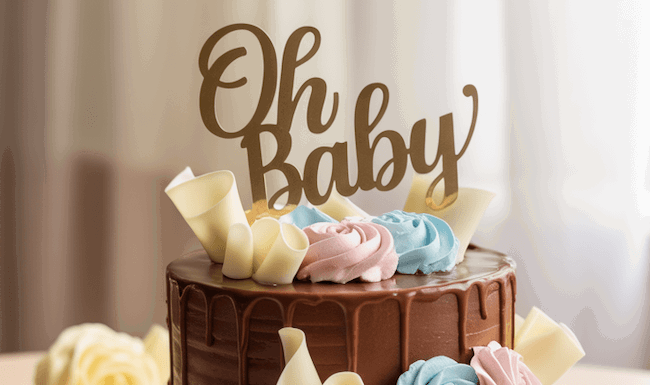 Image of Delicious Chocolate Baby Shower Cake Recipe with Whitakers Chocolate