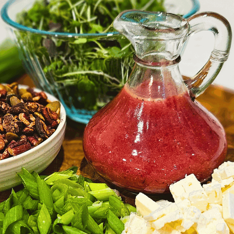 Image of Whisk all dressing ingredients together in a bowl, taste; adjust salt and pepper if necessary, and transfer to a bottle or jar for serving.