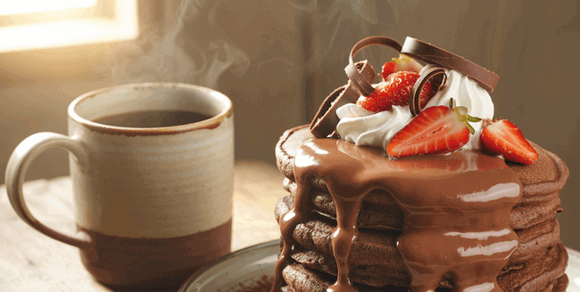 Image of Fluffy Chocolate Pancakes Recipe UK with Whitakers Chocolates