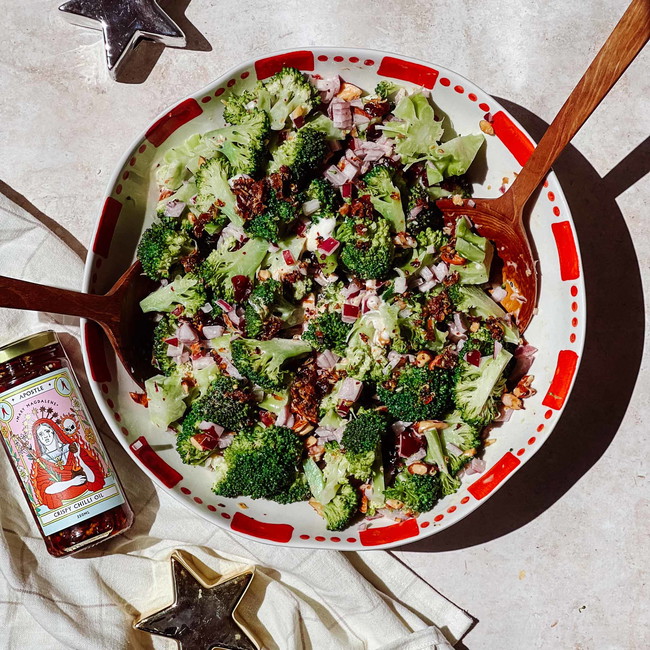 Image of Broccoli & Cranberry Salad and Chilli Mayo Dressing with Mary Magdalene