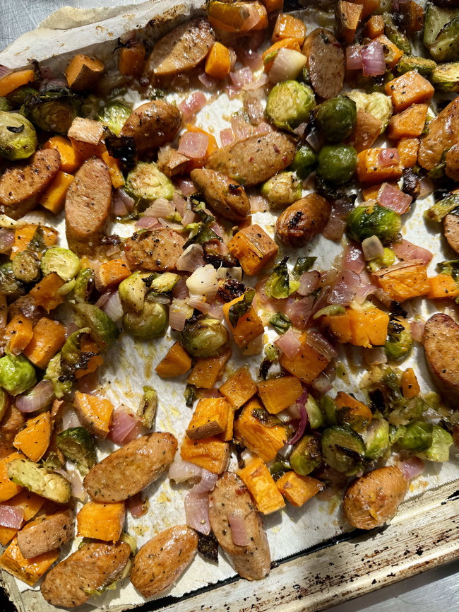 Image of Sheet Pan Sausage with Fall Veggies