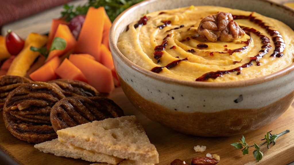 Whipped Sweet Potato Dip with Maple Balsamic Swirl and Butter Oil