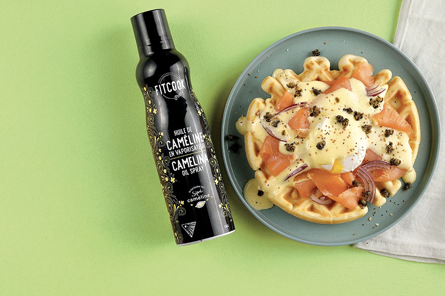 Gaufres style oeufs bénédictine au saumon fumé everything bagel