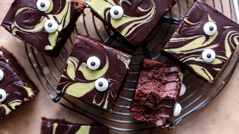 Image of Spooky Chocolate Pistachio Brownies
