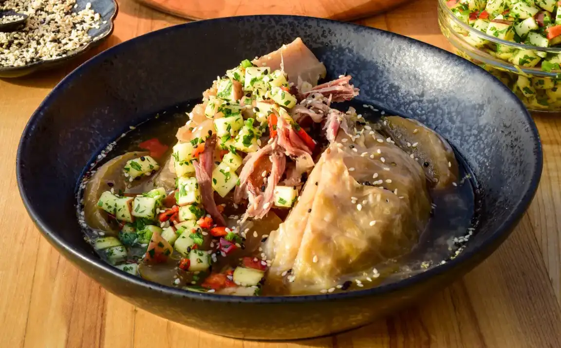 Cider Braised Cabbage with Ham Bone and Apples