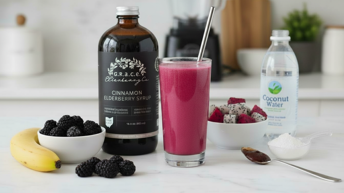 Image of Elderberry, Blackberry, and Dragon fruit Smoothie
