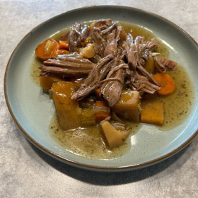 Image of Root Vegetable Pot Roast (with Tea-Steeped Broth & Maple Finish)