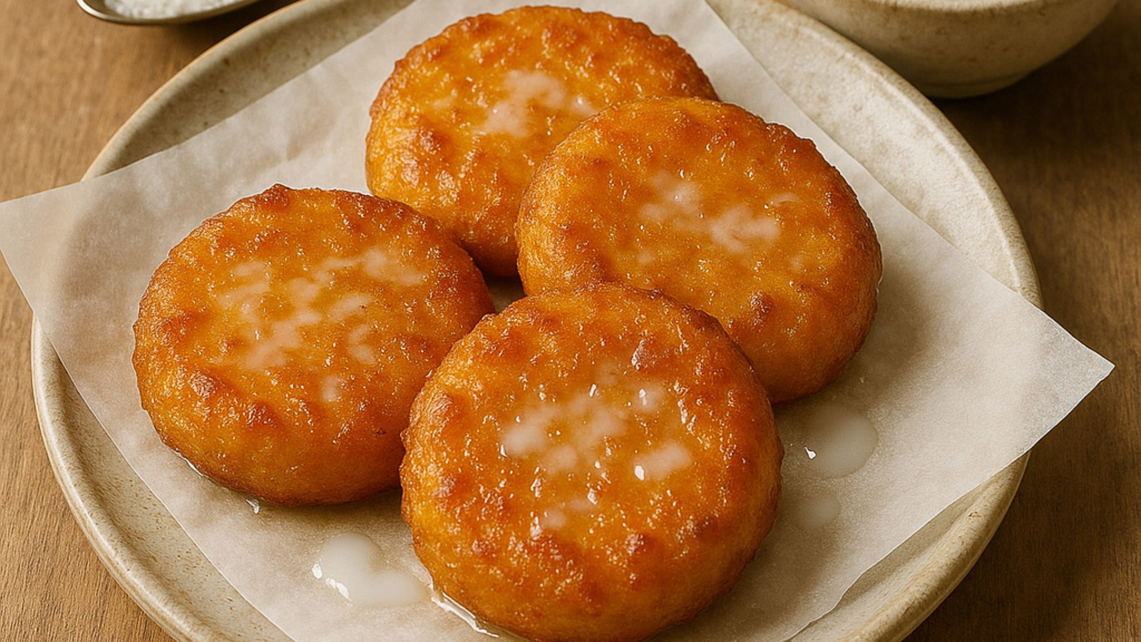 Image of Galettes de patate douce au lait de coco (Bánh khoai mì chiên)