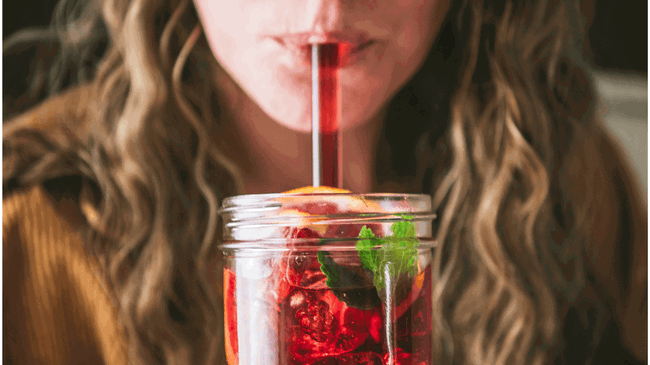 image of cherry vinegarade with mint garnish