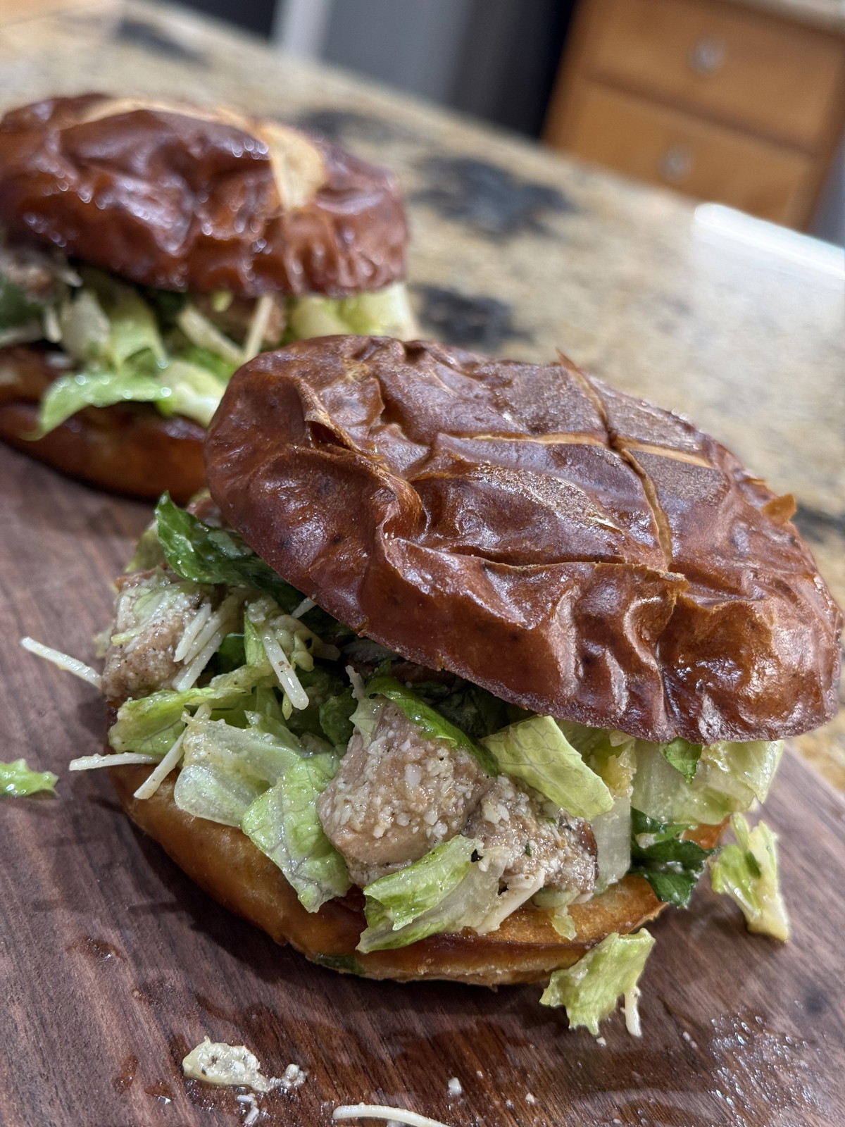 Grilled Pork Tenderloin Caesar Salad Sandwich!!