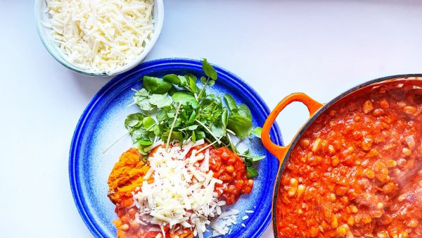Image of Cheesy Sweet Potato Jacket with Cannellini Beans