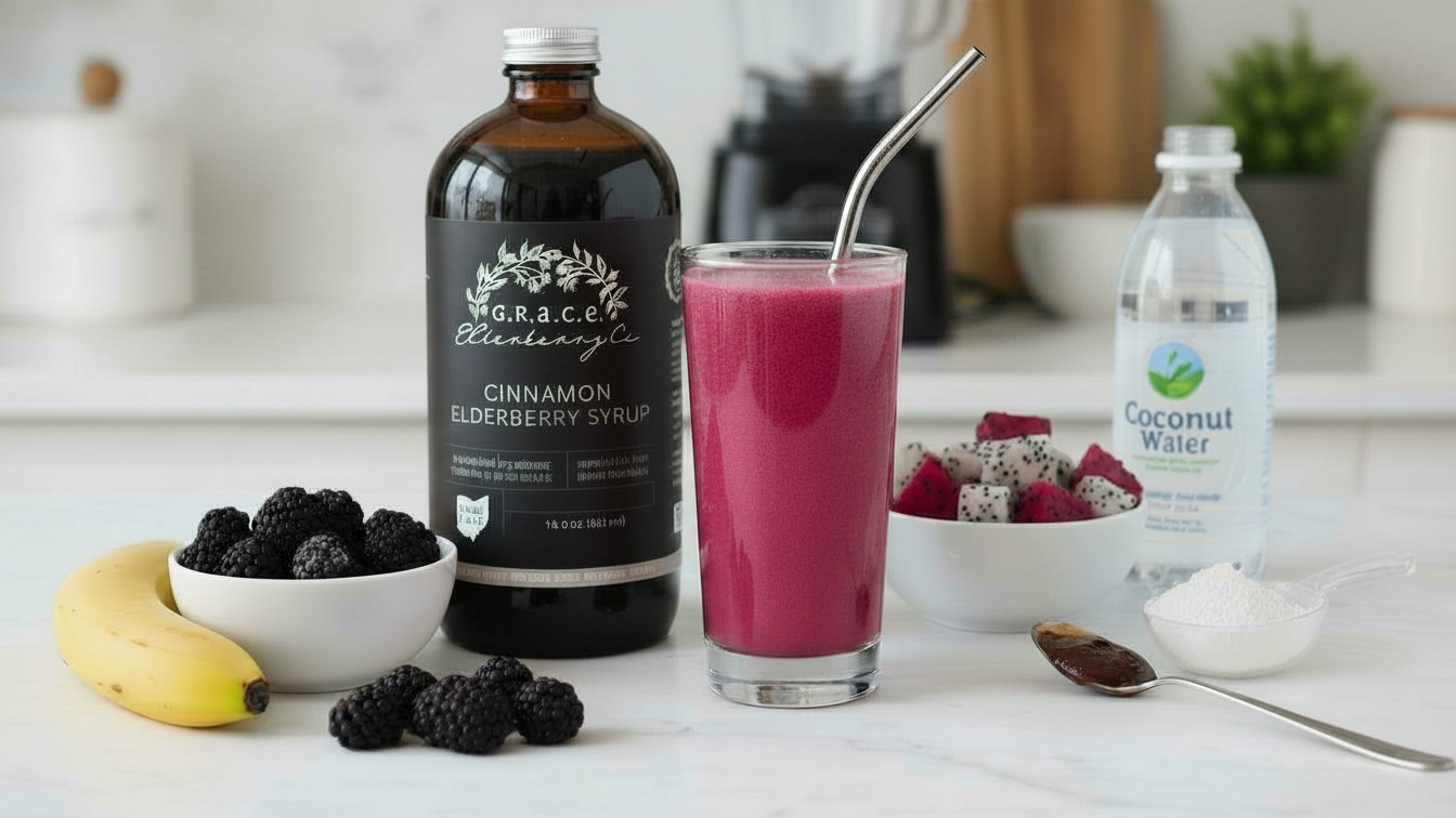 Image of Elderberry, Blackberry, and Dragon fruit Smoothie