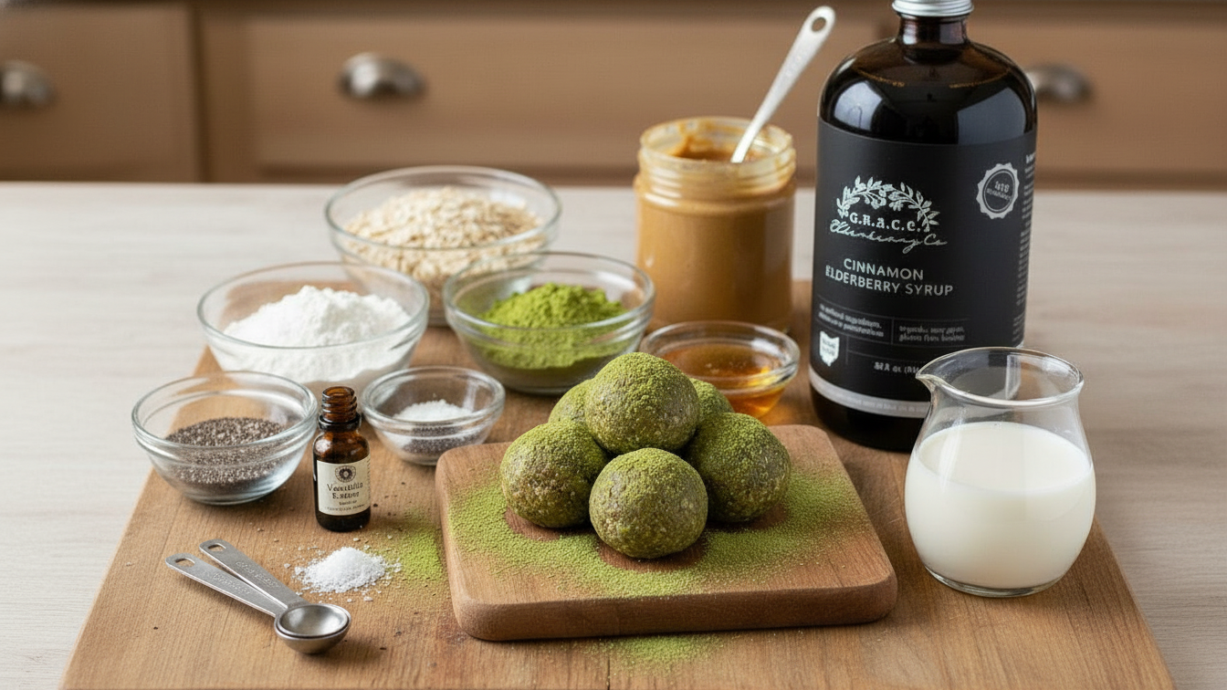 Image of Elderberry Matcha Protein Balls
