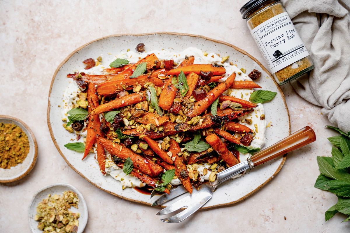 Persian Lime Curry Roasted Carrots with Labneh