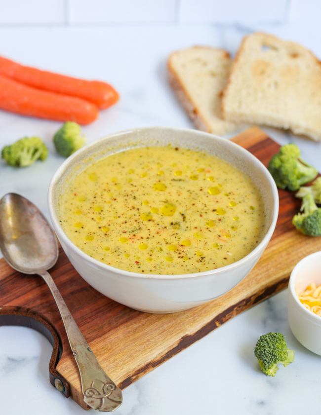 Creamy Broccoli Cheese Soup - Once Upon A Homestead Recipes