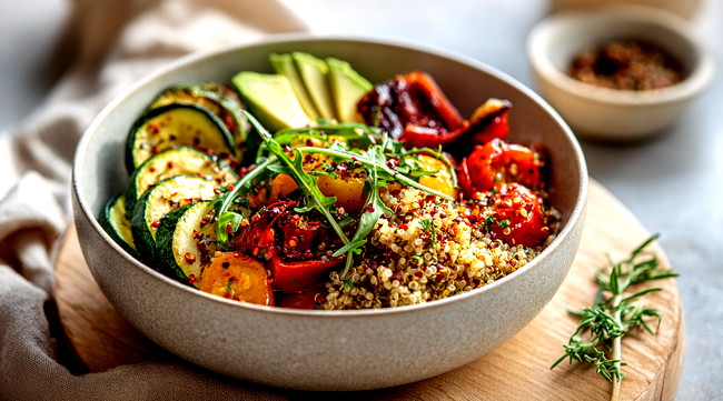 Image of Vegane Quinoa Bowl mit Avocado & Gurke 