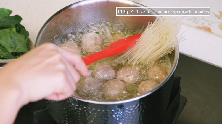 Image of The soup should come to a boil by now. Add the thin rice vermicelli noodles and cook for 3-5 minutes. If you are using thick rice noodles like these, you will have to pre-soak them until soft before cooking.