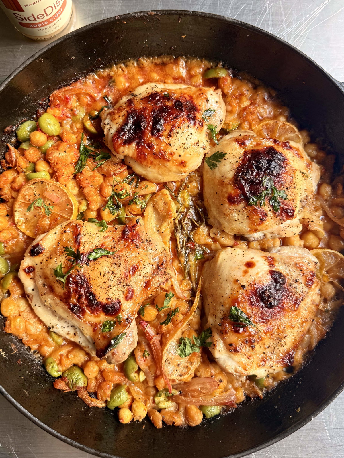Roasted Harissa Chicken with Beans
