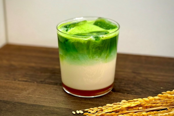 Image of Iced Matcha Oat Milk Latte with Maple Syrup