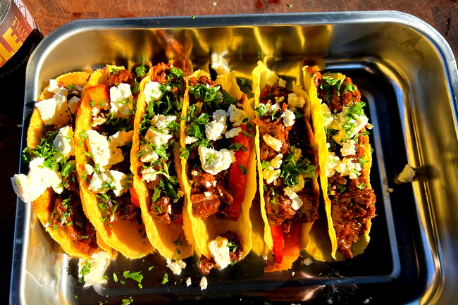 Image of BBQ Tacos mit Mole-Rind & karamellisiertem Kürbis