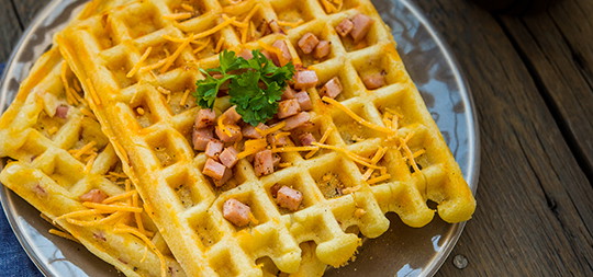 Ham and Cheese Waffles