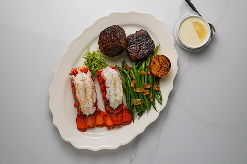 Surf & Turf with Haricots Verts and Lemon Cream Sauce
