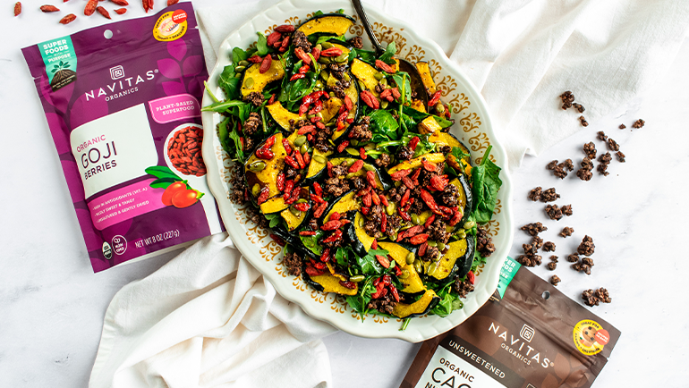 Image of Roasted Squash Salad with Candied Cacao Nibs