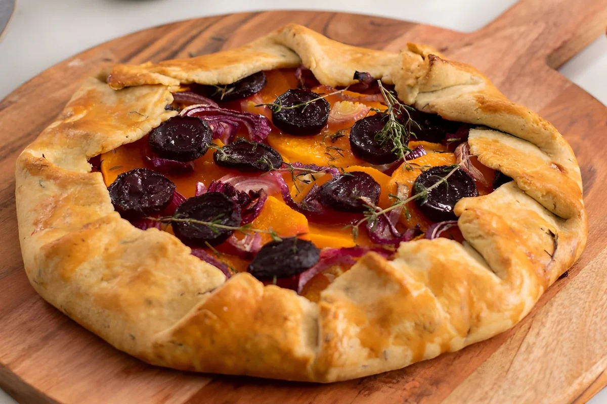Galette d'hiver : tarte salée au potiron, à l'oignon et au fromage feta