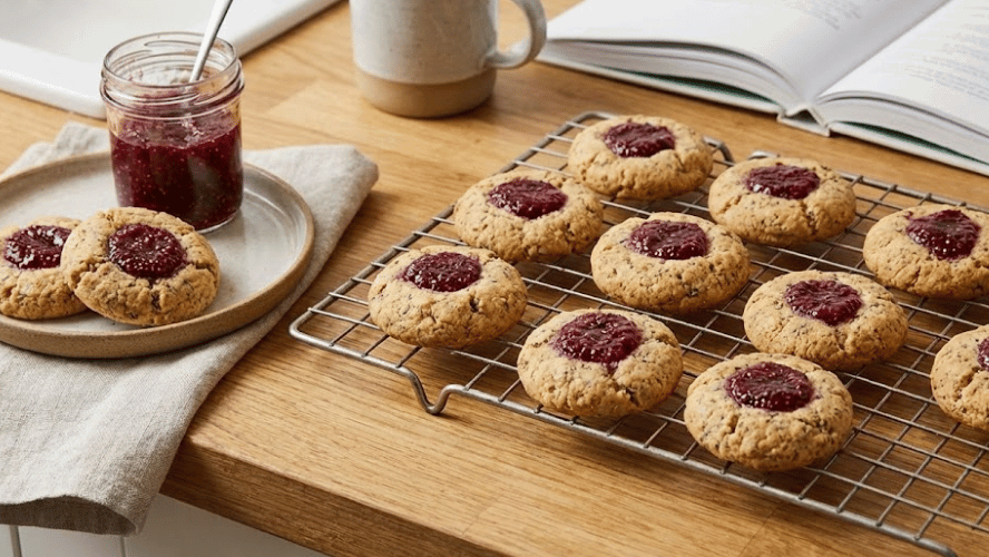 Image of Maqui Berry Thumbprint Cookies With Maqui Chia Jam