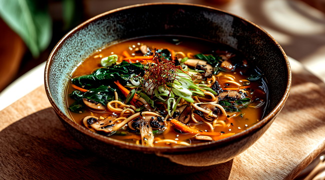 Image of Vegane Ramen: Würzige Ramen vegan mit Wajos Knoblauch-Chili Würzöl