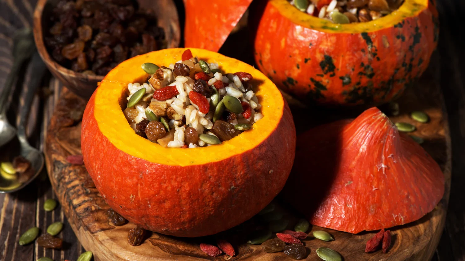 Image of Sweet Rice Stuffed Baked Pumpkin