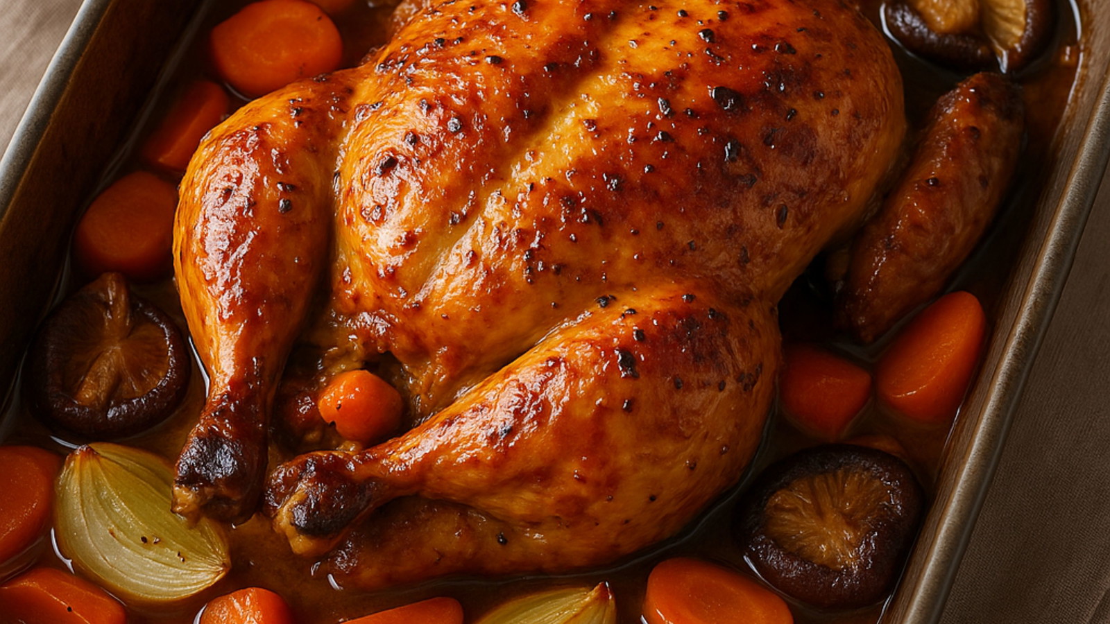 Image of Poulet rôti au miso et yuzu (plat de fête)