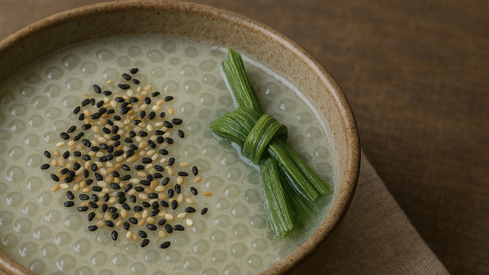 Image of Perles de tapioca au lait chaud pandan & sésame