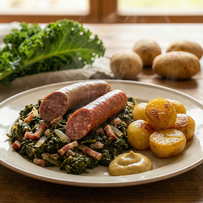 Image of Original Lüneburger Grünkohl mit Pinkel & Heidekartoffeln (Omas Rezept)
