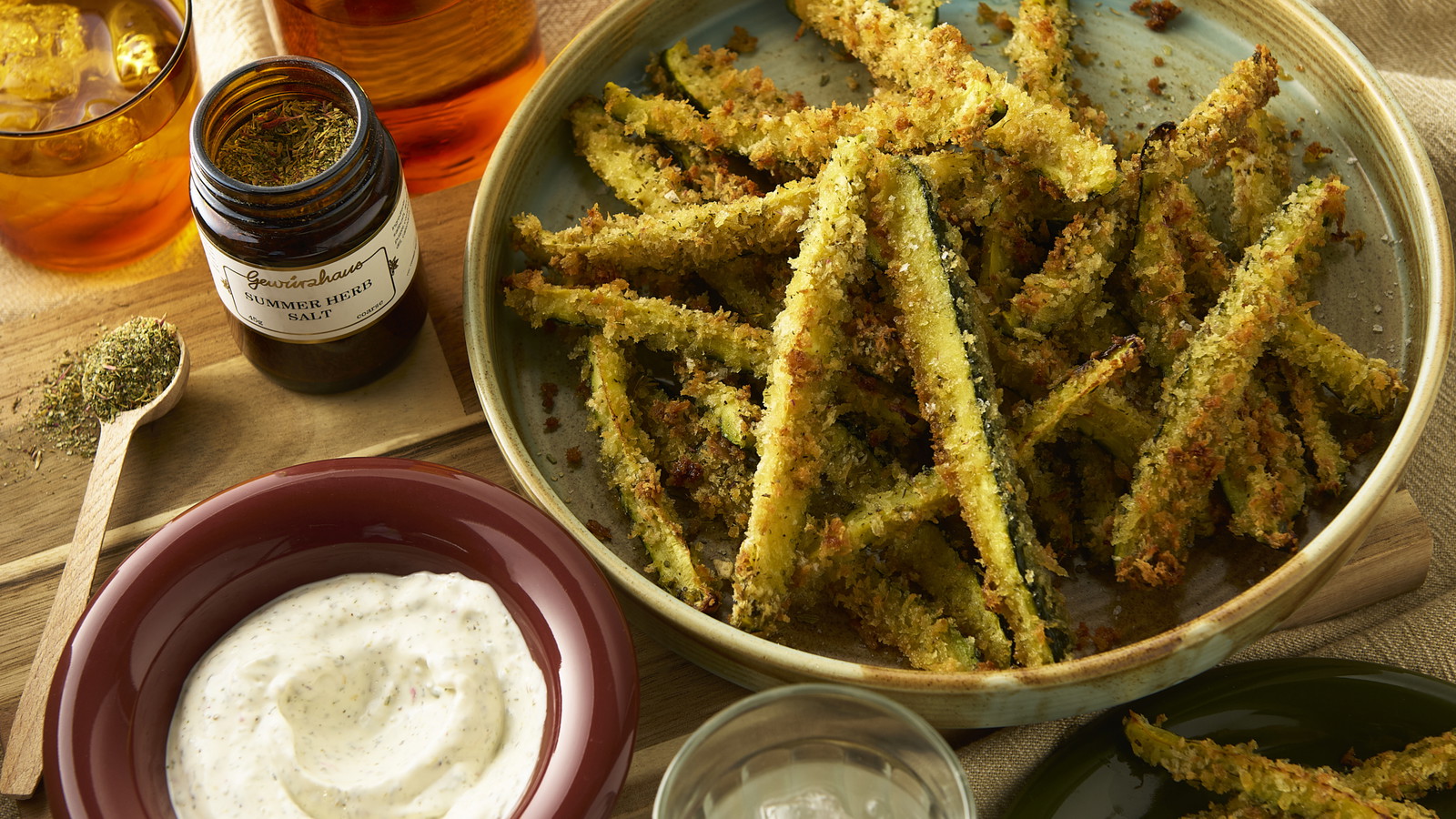 Image of Crunchy Zucchini Fries with Summer Herb Dip 