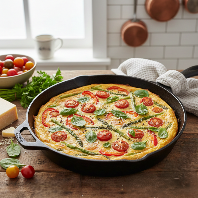egg frittata with veggies made with dried eggs
