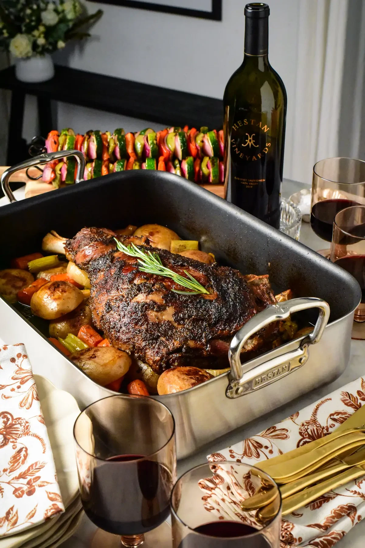 Slow Roasted Greek Lamb Shoulder with Roasting Pan Potatoes