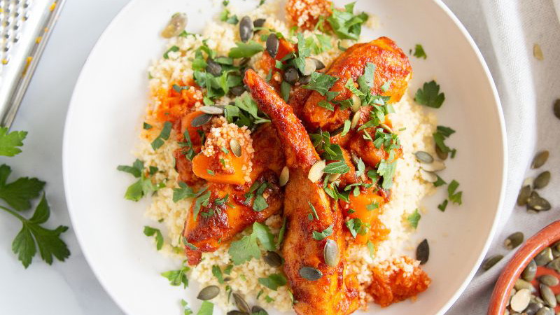 Image of Couscous met Gebakken Pompoen en Tomaten-Abrikozenchutney