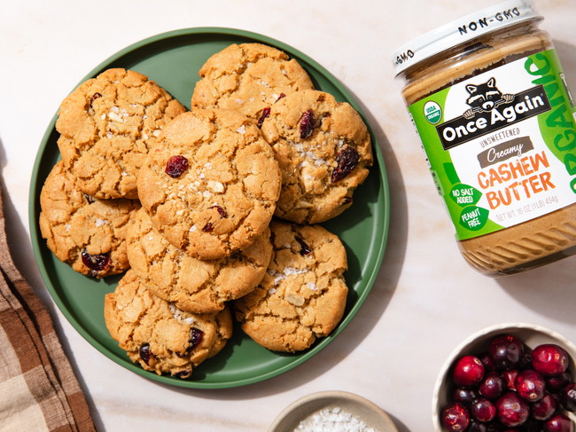 Image of Cashew Butter Cookies with Cranberries and Sea Salt