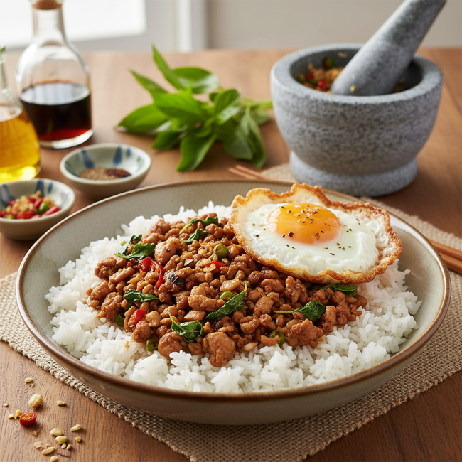 Image of Authentic Thai Basil Chicken Recipe (ผัดกระเพราไก่)