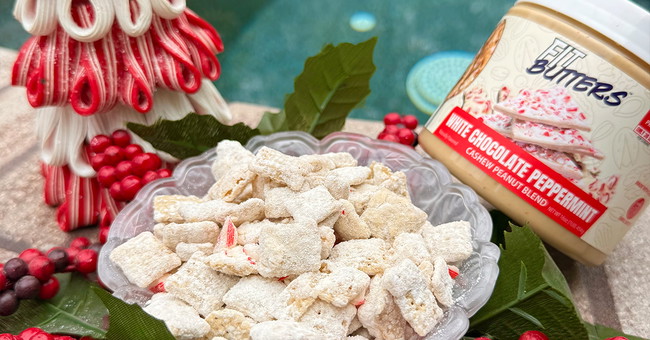 Image of White Chocolate Peppermint Fit Butters Puppy Chow (Muddy Buddies)